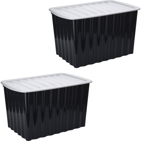 2x Stuks Opbergdozen/organizers met deksel - kunststof - 84 Liter -