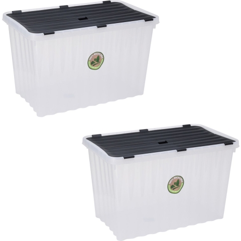 3x Stuks Opbergdozen/organizers met deksel - kunststof - 76 Liter -