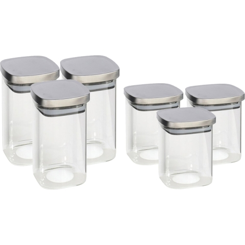 Set van 6x keuken voedsel opslag voorraadpotten glas in 2 formaten -