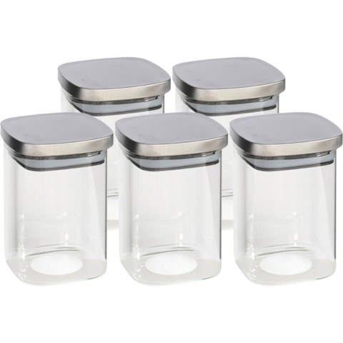 5x stuks voedsel/etenswaren bewaren voorraadpot 1400 ml glas met RVS deksel -