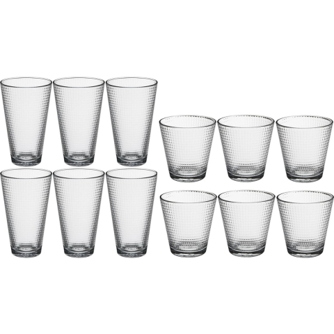 Set 12x stuks Benit-serie water/drink glazen 250 en 340 ml van glas -