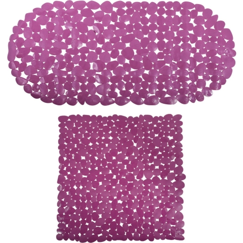 MSV Douche/bad anti-slip matten set badkamer - pvc - 2x stuks - paars - 2 formaten -