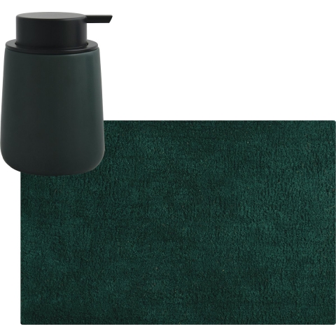 MSV badkamer droogloop mat/tapijt - 40 x 60 cm - met zelfde kleur zeeppompje - donkergroen -