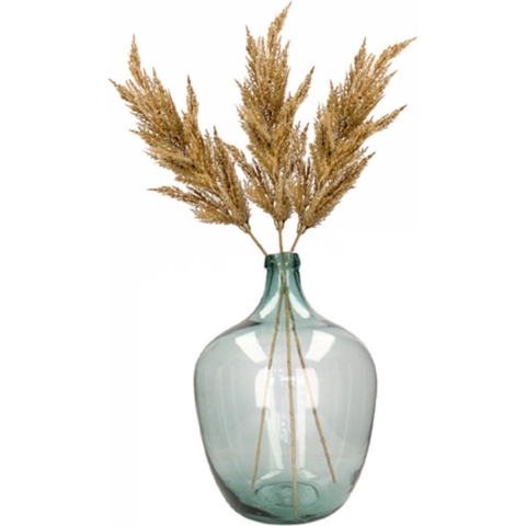 Kunstbloemen bloemstuk - 3x pampasgras pluimen boeket in flesvaas - lichtbruin - 92 cm hoog -