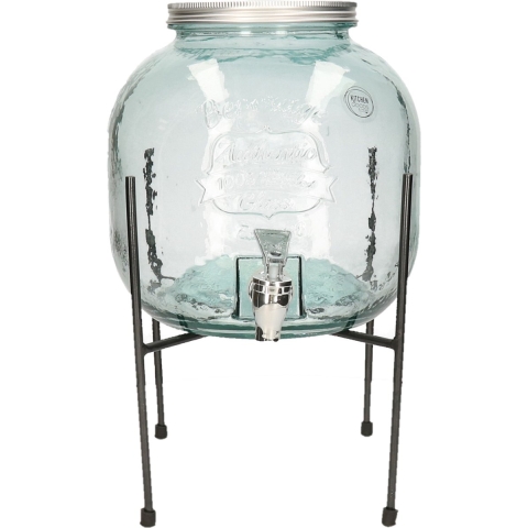 Limonade/drankdispenser op verhoger - 6 liter - transparant glas - H39 x B25 cm -