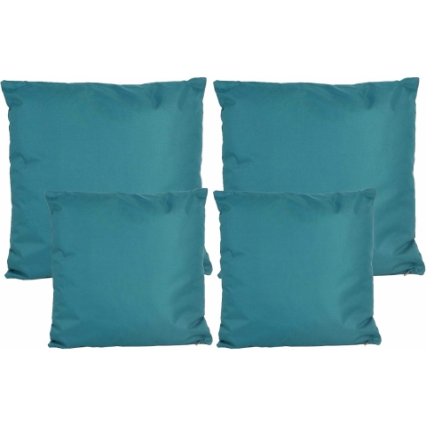 Bank/tuin kussens set - binnen/buiten - 4x stuks - petrol blauw - In 2 formaten -