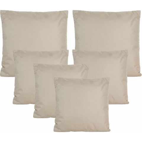 Bank/tuin kussens set - binnen/buiten - 6x stuks - beige/taupe - In 2 formaten -