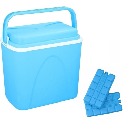 Voordelige blauwe koelbox 24 liter inclusief 8 koelelementen -