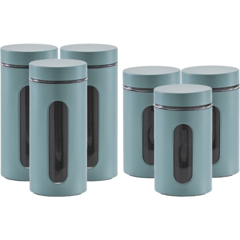 Set van 6x keuken voedsel opslag voorraadpotten groen in 2 formaten -