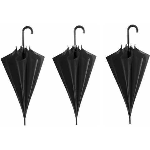 3x Zwarte automatische paraplus 107 cm -