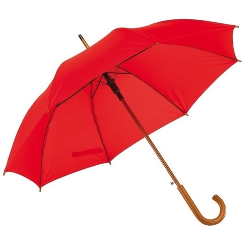 2x Rode paraplu met houten handvat 103 cm -