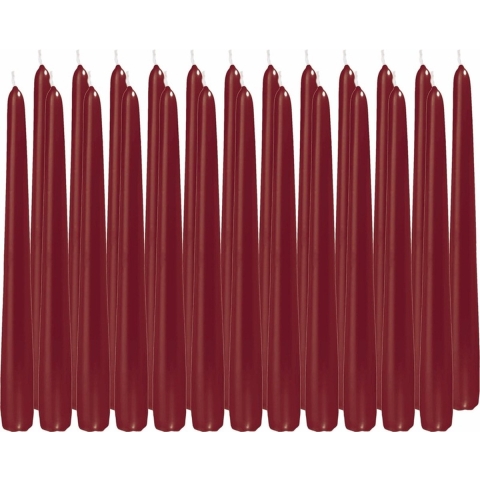 Dinerkaarsen/kandelaarkaarsen Cello - 24x stuks - bordeauxrood - Gotisch - 25 cm -