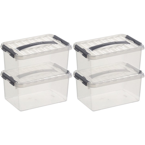 8x sunware q-line opberg box/opbergdoos - 6 liter - 30 x 20 x 14 cm - kunststof - transparant -