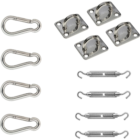 Schaduwdoek 4-puntig ophangaccessoires RVS 12-delig / ophangen schaduwdoek -