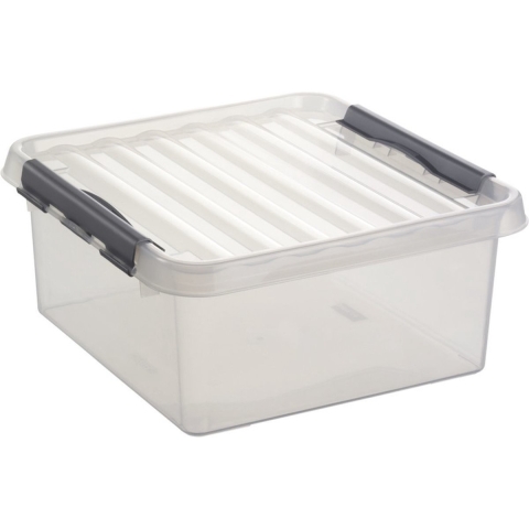 4x sunware q-line opberg box/opbergdoos - 18 liter - 40 x 40 x 20 cm - kunststof - transparant -