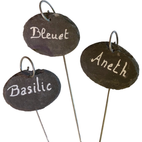 Plantetiketten/plantenlabels - 6x - leisteen - 40 cm - hangetiketten -