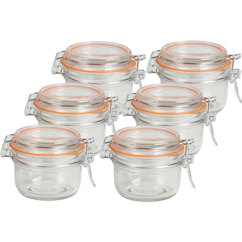 Weckpot/inmaakpot - 10x - 140 ml - glas - met beugelsluiting - D9 x H7 cm -