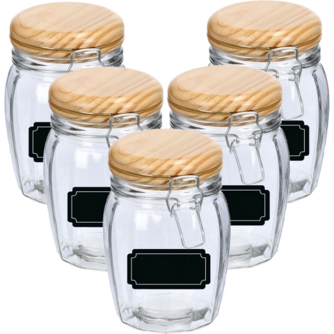 Weckpotten/inmaakpotten - 10x - 820 ml - glas - met beugelsluiting - incl. etiketten -