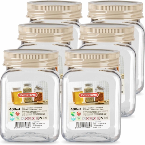 Voorraadpot/bewaarpot - 10x - 400 ml - kunststof - beige - B7 x H11 cm -