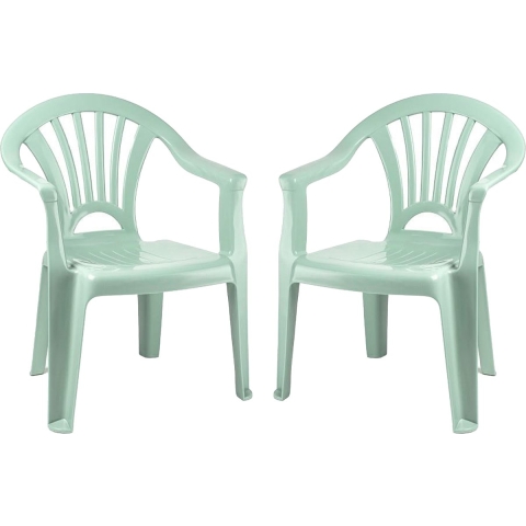 Kinderstoel van kunststof - 2x - mint groen - 35 x 28 x 50 cm - tuin/camping/slaapkamer -