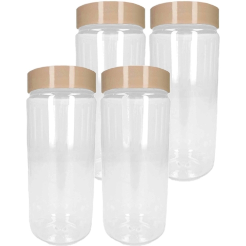 Voorraadpot/bewaarpot - 10x - 650 ml - kunststof - beige - B7 x H18 cm -