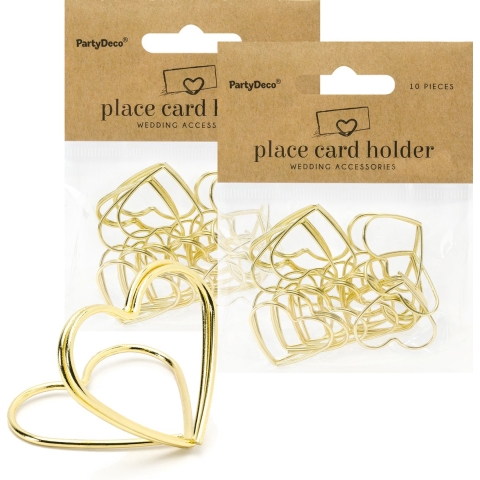 Naamkaart/plaatskaart houders - hartje - Bruiloft - 100x stuks - goud - 2,5 cm -