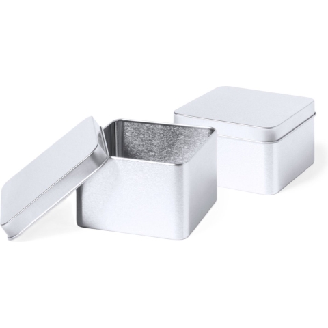 Cadeaudoosje/blikje Metal - Bruiloft bedankjes - 10x stuks - afsluitbare deksel - zilver - 9 x 5 cm -