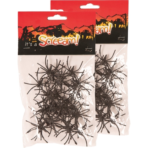 Nep spinnen/spinnetjes 4 cm - zwart - 120x stuks - Horror/griezel thema decoratie beestjes -