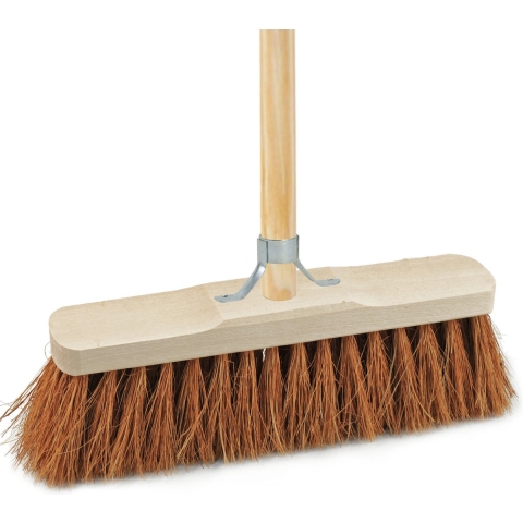 Bezem binnen - incl. stokhouder - kokos - 40 cm - steel 120 cm - kamerveger -