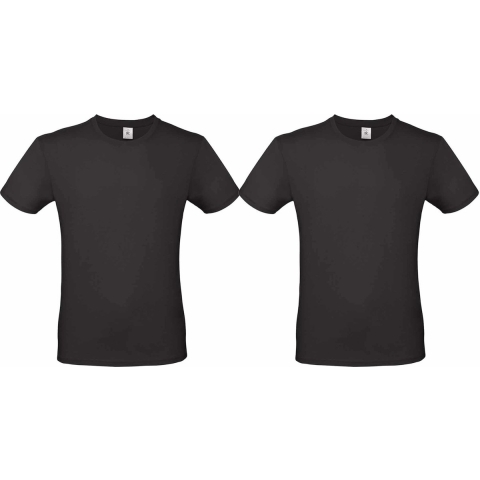 Set van 3x stuks zwart basic t-shirt met ronde hals voor heren van katoen, maat: XL (54) XL -