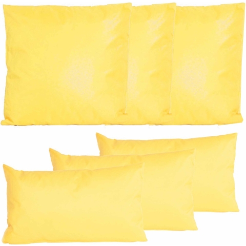 Bank/tuin kussens set - binnen/buiten - 6x stuks - geel - In 2 formaten laag/hoog -