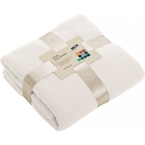 Fleece bankdeken/plaid - 6x - wit - 130 x 170 cm - 240 grams - pluisvrij - wasbaar -