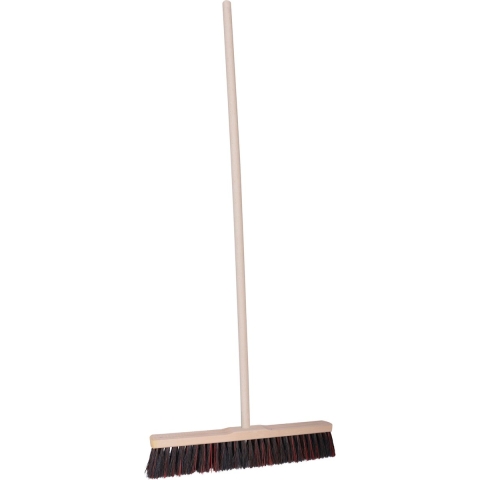 Straatbezem Budget line voor buiten tegels - Harde bezemkop van 50 cm breed - Houten steel van 139cm -