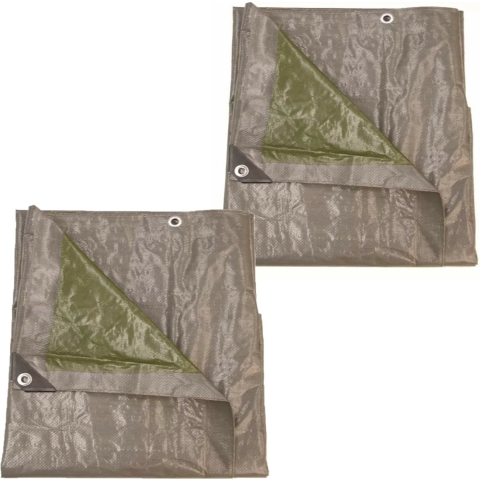 Afdekzeil/dekzeil grijs/groen waterdicht kunststof 140 gr/m2 - 2x - 500 x 800 cm -