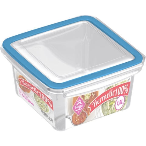 10x Voorraad/vershoudbakjes 1,5 liter transparant/blauw plastic -