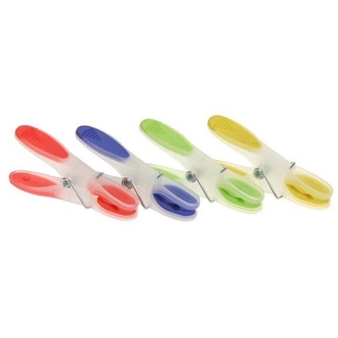 60x Wasknijpers in verschillende kleuren met sotfgrip -