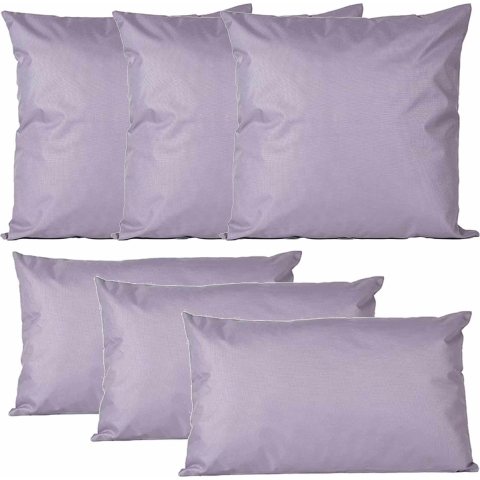 Bank/tuin kussens set - binnen/buiten - 6x stuks - lila paars - In 2 formaten laag/hoog -