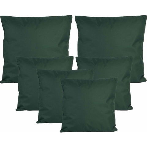 Bank/tuin kussens set - binnen/buiten - 6x stuks - donkergroen - In 2 formaten -