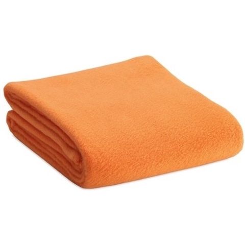 Fleece deken/plaid - 10x - oranje - 120 x 150 cm - Polyester fleece - 180 gram - lekker warm kleedje -