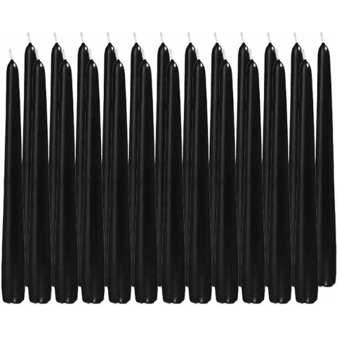 Dinerkaarsen/kandelaarkaarsen Cello - 24x stuks - zwart - Gotisch - 25 cm -