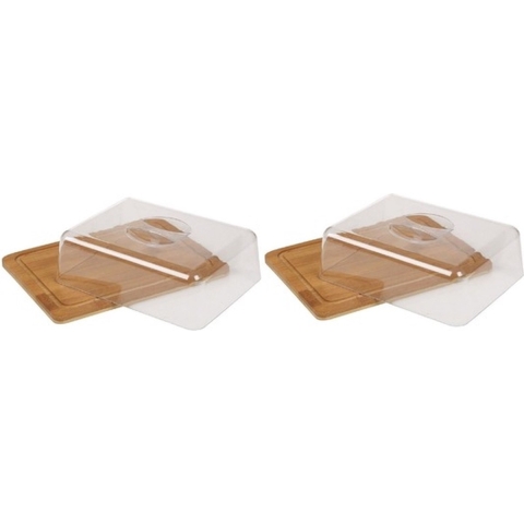 2x Kaas opbergdoosjes/kaasplankjes met deksel 25 x 20 cm -