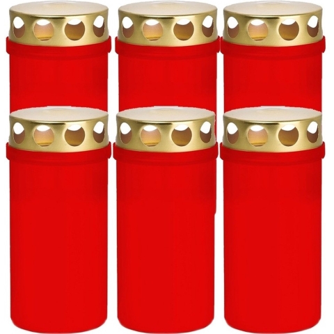 6x Rode grafkaarsen/gedenklichten met deksel 6 x 12,6 cm 2 dagen -