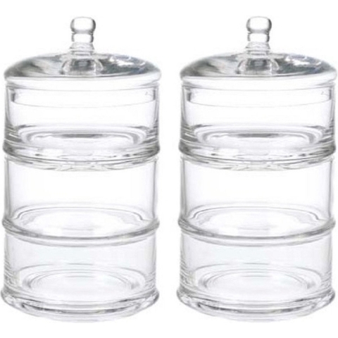 Cosy & Trendy glazen voorraadpot/snoeppot 3 laags - 2x - 12 x 22 cm - bonbonniere -