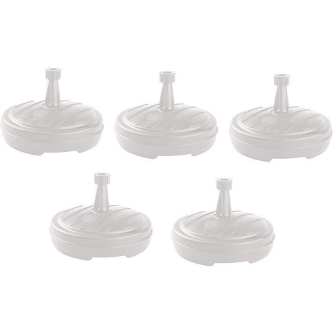 Set van 5x ronde parasolvoet wit 42 cm 13 liter -