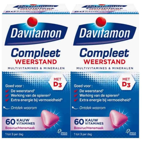 Gratis Verzending: 2x Davitamon Compleet Weerstand Bosvruchten 60 kauwtabletten