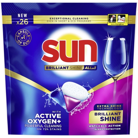 Sun Brilliant Shine All-in 1 Vaatwascapsules 26 stuks