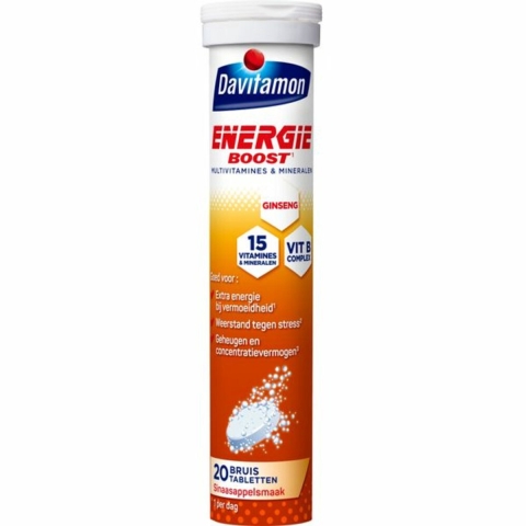 Gratis Verzending: 4x Davitamon Energie Boost Multivitamines Mineralen 20 Bruistabletten