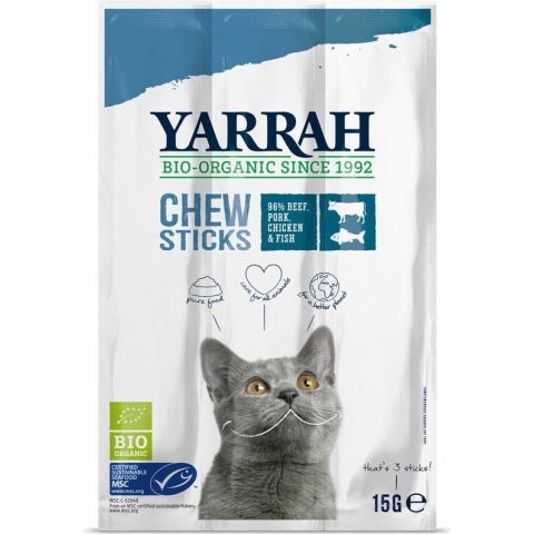 Yarrah Bio Kauwsticks - Rund & Vis - Kattensnack - 15 g NL-BIO-01