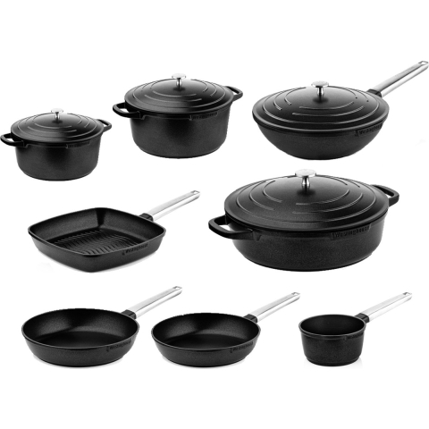 Westinghouse Pannenset Performance zwart - complete pannenset - inductie en alle andere warmtebronnen - 8 Delig