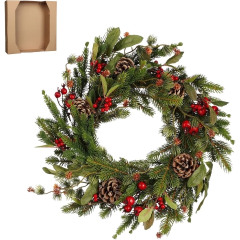House of Seasons Austin Kerstkrans -Ø40 cm - Groen